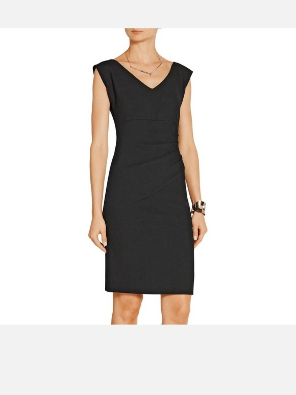 Diane Von Furstenberg Black V-Neck Bevin Dress, Sz 4